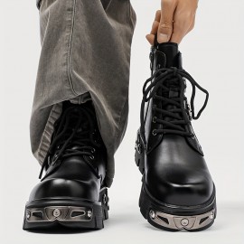 Men'S Vintage Outdoor Boots - Adjustable Lace-Up Ankle Support, Durable Synthetic Upper & Rubber Sole, All-Season Comfort for Hiking, Streetwear & Casual Outfits, Hiking Boots, Hiking Streetwear, Trendy Midboot, Secure Zipper Closure