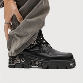 Men'S Vintage Outdoor Boots - Adjustable Lace-Up Ankle Support, Durable Synthetic Upper & Rubber Sole, All-Season Comfort for Hiking, Streetwear & Casual Outfits, Hiking Boots, Hiking Streetwear, Trendy Midboot, Secure Zipper Closure