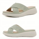 2025 New Arrival Women'S Lightweight Non-Slip Thick Sole Slides - Breathable Perforated Design, Comfortable Open-Toe Summer Sandals with EVA Cushioned Insole for Casual & Outdoor Wear, All-Season Use, Casual Footwear | Breathable Slides | EVA Cushioned Insole, Strappy Sandals