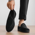 Men's Slip-On Loafers - Slip-On Closure, Soft -like Exterior, Cushioned PU Insole - Available Brown, Navy, Black, Beige, Tan, Grey - Formal & Casual Shoes for Office, Everyday, Semi-Formal Events - Easy-Clean Men's Footwear, Stylish Slipons, Durable Slipon Sole