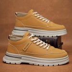 Men'S Heavy-Duty Work Boots - All-Terrain Traction, Lace-Up Outdoor Shoes with Cushioned PVC Sole - Beige/Tan - for Hiking, Construction, Everyday - Durable Synthetic Faux - Big & Tall Sizes Available - All-Season Wear, Hiking Boots, Rugged Footwear, Stylish Footwear, Sturdy Build, Versatile Footwear, Active Lifestyle, Construction Footwear, Casual Workwear, Reinforced Stitching, Construction Workers