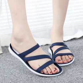 Women's Clear Arch Sandals - Slip-On Moccasin Style with EVA & PVC Arch, Non-Slip Rubber Sole, Pink/White Beach Shoes - All-Season Indoor/Outdoor Slippers, Machine Washable Open-Toe (No Lace-Free) Design for